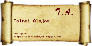 Tolnai Alajos névjegykártya